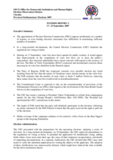 Ukraine, Early Parliamentary Elections, 30 September 2007: Interim Report No. 3 Ukraine, Early Parliamentary Elections, 30 September 2007: Interim Report No. 3
