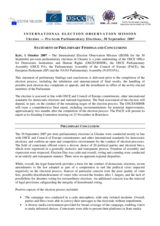 Ukraine, Early Parliamentary Elections, 30 September 2007: Preliminary Statement Ukraine, Early Parliamentary Elections, 30 September 2007: Preliminary Statement