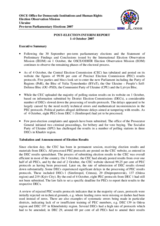 Ukraine, Early Parliamentary Elections, 30 September 2007: Post-election Interim Report Ukraine, Early Parliamentary Elections, 30 September 2007: Post-election Interim Report