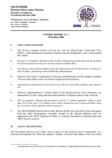Tajikistan, Presidential Election, 6 November 2006: Interim Report No. 2 Tajikistan, Presidential Election, 6 November 2006: Interim Report No. 2