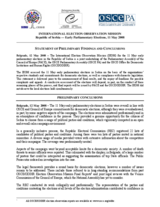 Serbia, Early Parliamentary Elections, 11 May 2008: Preliminary Statement