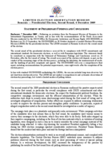 Romania, Presidential Election, Second Round, 6 December 2009: Preliminary Statement Romania, Presidential Election, Second Round, 6 December 2009: Preliminary Statement