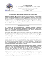 Montenegro, Presidential Election, Repeat Voting, 9 February 2003: Preliminary Statement