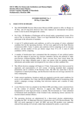 Former Yugoslav Republic of Macedonia, Parliamentary Elections, 5 July 2006: Interim Report No. 1 Former Yugoslav Republic of Macedonia, Parliamentary Elections, 5 July 2006: Interim Report No. 1