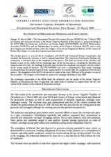 Former Yugoslav Republic of Macedonia, Presidential and Municipal Elections, First Round, 22 March 2009: Preliminary Statement Former Yugoslav Republic of Macedonia, Presidential and Municipal Elections, First Round, 22 March 2009: Preliminary Statement
