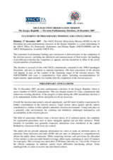 Kyrgyzstan, Pre-term Parliamentary Elections, 16 December 2007: Preliminary Statement