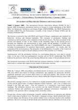 Georgia, Extraordinary Presidential Election, 5 January 2008: Preliminary Statement Georgia, Extraordinary Presidential Election, 5 January 2008: Preliminary Statement