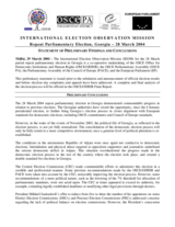 Georgia, Repeat Parliamentary Elections, 28 March 2004: Preliminary Statement Georgia, Repeat Parliamentary Elections, 28 March 2004: Preliminary Statement