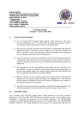 Croatia, Parliamentary Elections, 25 November 2007: Interim Report No. 1