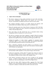 Bosnia and Herzegovina, General Elections, 1 October 2006: Interim Report No. 2