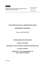 Consolidated Summary of the Twentieth Annual Implementation Assessment Meeting