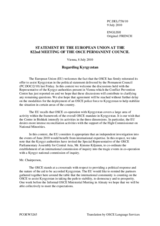 Statement by the Belgian Presidency of the Council of the European Union on situation in Kyrgyzstan