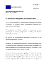 Statement by the Belgian Presidency of the Council of the European Union in response to the presentation by the OSCE External Auditor of the Audit Report on the 2009 Financial Statements