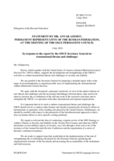 Statement by the Delegation of the Russian Federation in response to the report by the Secretary General on implementation of MC.DEC/2/09 on further OSCE efforts to address transnational threats and challenges to security and stability