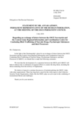 Statement by the Delegation of the Russian Federation on the proposed exchange of letters between the OSCE and the CARICC