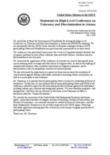 Statement by the Delegation of the United States on OSCE High-Level Conference on Tolerance and Non-Discrimination, held in Astana on 29 and 30 June 2010
