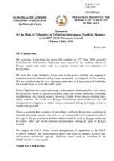 Statement by the Delegation of Tajikistan on recent developments in Kyrgyzstan