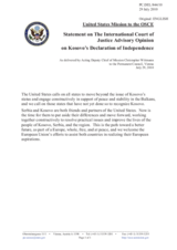 Statement by the Delegation of the United States on the advisory opinion by the International Court of Justice on Kosovo's Declaration of Independence, issued on 22 July 2010