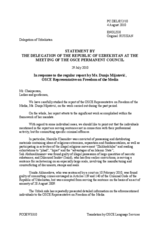 Statement by the Delegation of Uzbekistan in response to the report by the OSCE Representative on Freedom of the Media, Dunja Mijatovic
