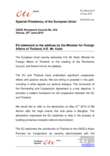 Statement by the Spanish Presidency of the Council of the European Union in response to the address by the Minister for Foreign Affairts of Thailand, Kasit Piromya