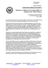 Statement by the Delegation of the United States in response to the address by the Minister for Foreign Affairts of Thailand, Kasit Piromya