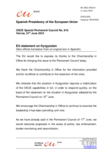 Statement by the Spanish Presidency of the Council of the European Union on situation in Kyrgyzstan