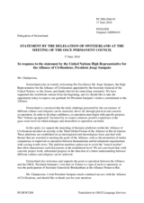 Statement by the Delegation of Switzerland in response to the address by the United Nations High Representative for the Alliance of Civilizations, Jorge Sampaio