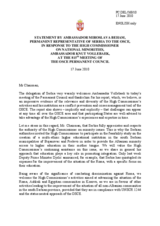 Statement by the Delegation of Serbia in response to the report by the High Commissioner on National Minorities, Ambassador Knut Vollebaek