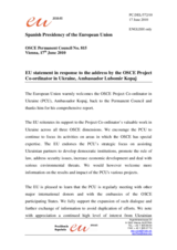 Statement by the Spanish Presidency of the Council of the European Union in response to the report by the OSCE Project Co-ordinator in Ukraine, Ambassador Lubomir Kopaj