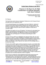 Statement by the Delegation of the United States in response to the report by the High Commissioner on National Minorities, Ambassador Knut Vollebaek
