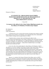 Statement by the Delegation of Morocco in response to the address by the United Nations High Representative for the Alliance of Civilizations, Jorge Sampaio