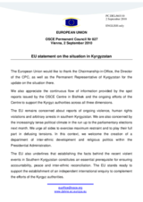 Statement by the Belgian Presidency of the Council of the European Union on the situation in Kyrgyzstan