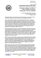 Statement by the Delegation of the United States in response to the report by the Head of the OSCE Mission in Kosovo, Ambassador Werner Almhofer