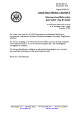 Statement by the Delegation of the United States on the death of journalist Mr. O. Bebenin