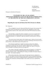 Statement by the Delegation of the Russian Federation in response to the report by the Head of the OSCE Presence in Albania, Ambassador Robert Bosch