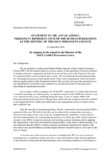 Statement by the Delegation of the Russian Federation in response to the report by the Director of the Conflict Prevention Centre, Ambassador Herbert Salber