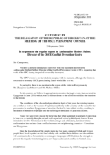 Statement by the Delegation of Uzbekistan in response to the report by the Director of the Conflict Prevention Centre, Ambassador Herbert Salber