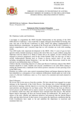 Statement of the Georgian Delegation as delivered by the Permanent Representative of Georgia to the OSCE
