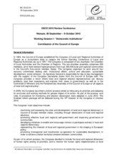 Contribution of the Council of Europe