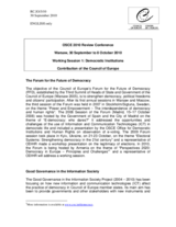 Contribution of the Council of Europe on the Forum for the Future of Democracy