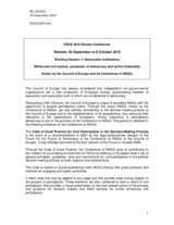 NGOs and civil society: promoters of democracy and active citizenship Action by the Council of Europe and its Conference of INGOs