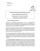 Contribution of the Council of Europe on Local and Regional Democracy
