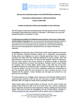 Statement by the Norwegian Helsinki Committee on the Freedom of Expression in Belarus and Azerbaijan in Times of Elections