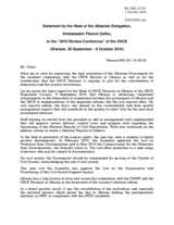 Statement by the Head of the Albanian Delegation, Ambassador Florent Celiku