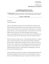 Introduction by Mr. Nicolas Kaczorowski, Head of the OSCE/ODIHR Election Department