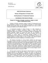 Contribution of the Council of Europe  on Respect for freedom of thought, conscience, religion or belief within a multicultural society