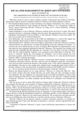 Oral Statement by the Administrative Centre of Jehovah's Witnesses in Russia