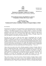 Statement of Monsignor Anthony R. Frontiero Official of the Pontifical Council for Justice and Peace