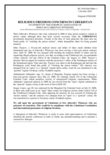 Statement by the European Association of Jehovah's Christian Witnesses, Religious Freedom Concerns in Uzbekistan