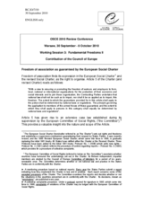 Contribution of the Council of Europe on Freedom of association as guaranteed by the European Social Charter